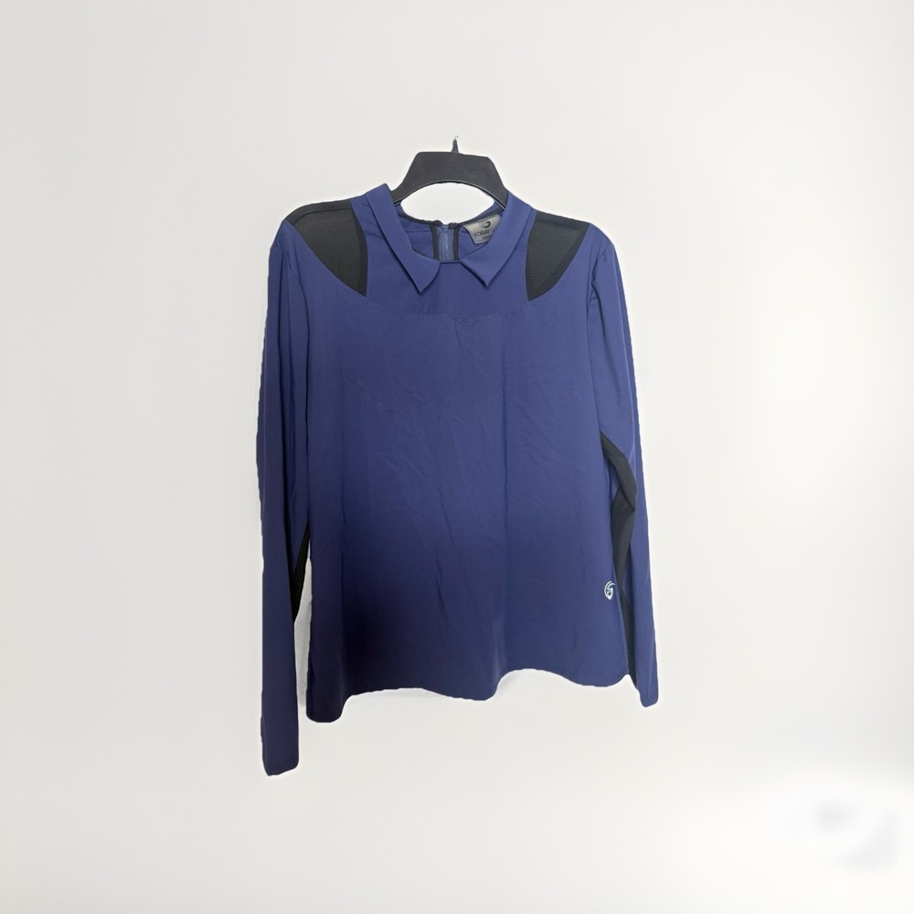 Foray Golf Women's Quarter Zip Pullover Polo Top‎ Navy Blue size XL Preppy